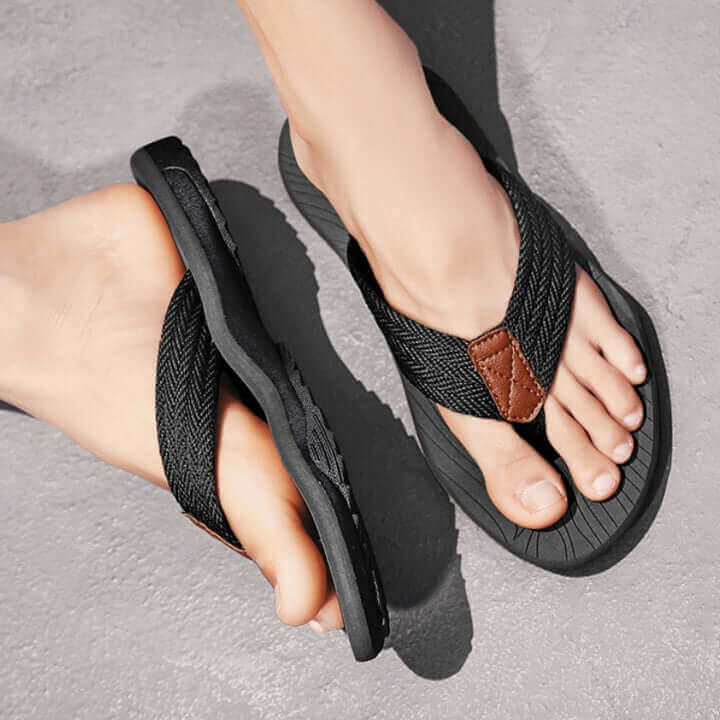 Softer Flip Flops - Orthopaedic Arched Anti-Sweat Sandal Black