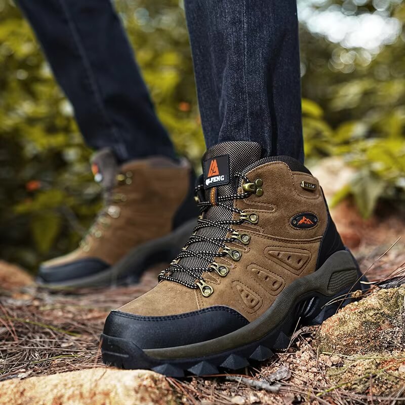 Outdoor - Waterproof Leather Hiking Walking Boots Brown