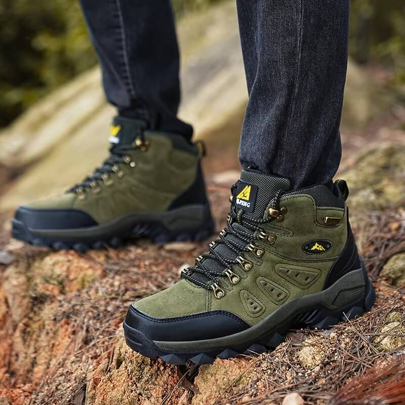 Outdoor - Waterproof Leather Hiking Walking Boots Green