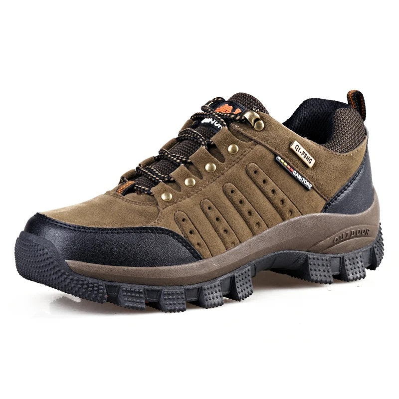 Camel - Waterproof Leather Hiking Walking Shoes Brown