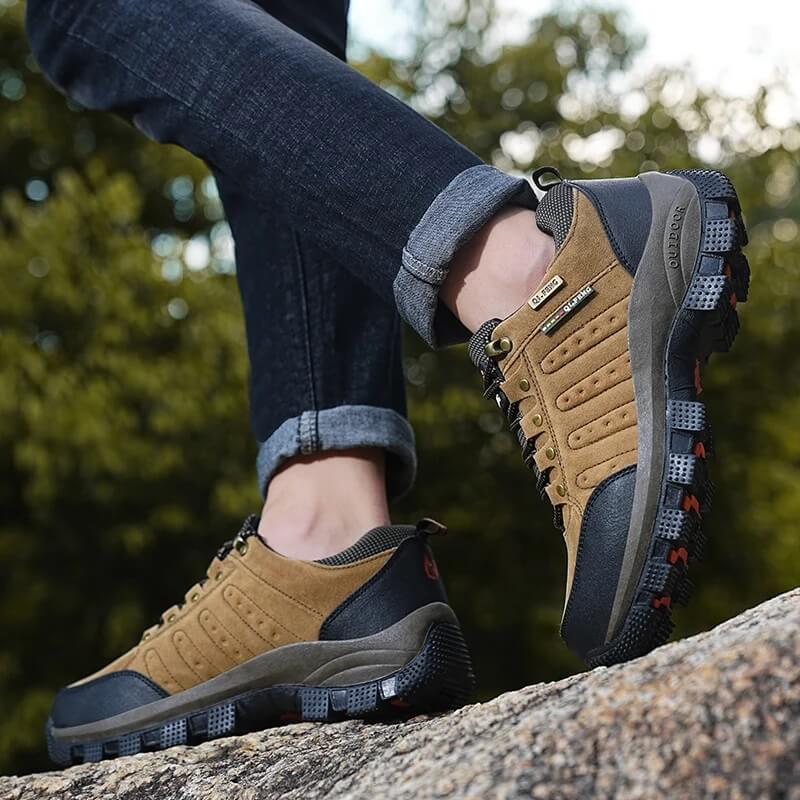 Camel - Waterproof Leather Hiking Walking Shoes Brown