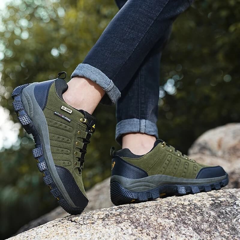 Camel - Waterproof Leather Hiking Walking Shoes Green