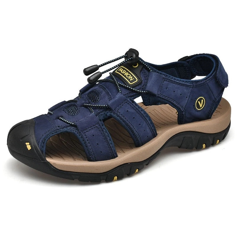 Relaxed - Leather Arched Orthopaedic Walking Sandal Blue