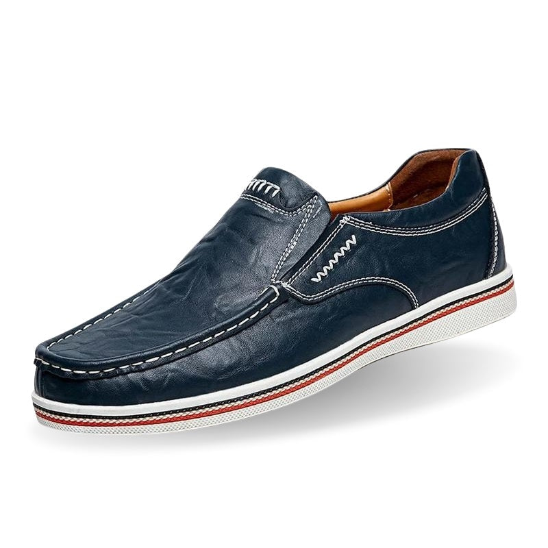 Italian Slip-on - Leather Moccasin Blue