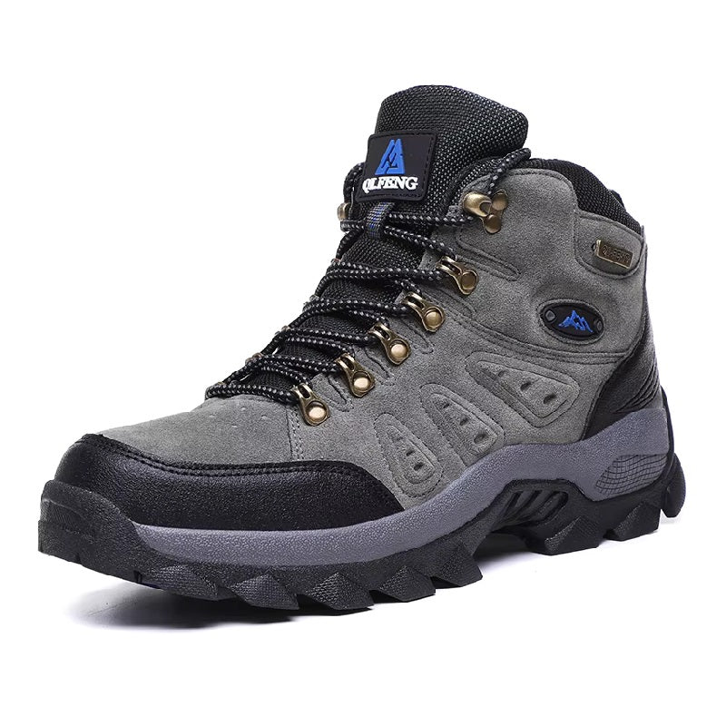 Outdoor - Waterproof Leather Hiking Walking Boots Gray