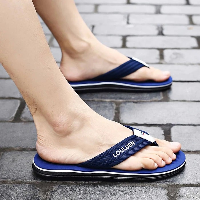 Massage Italian Flip Flops - Comfort Anti-Sweat Sandal Blue
