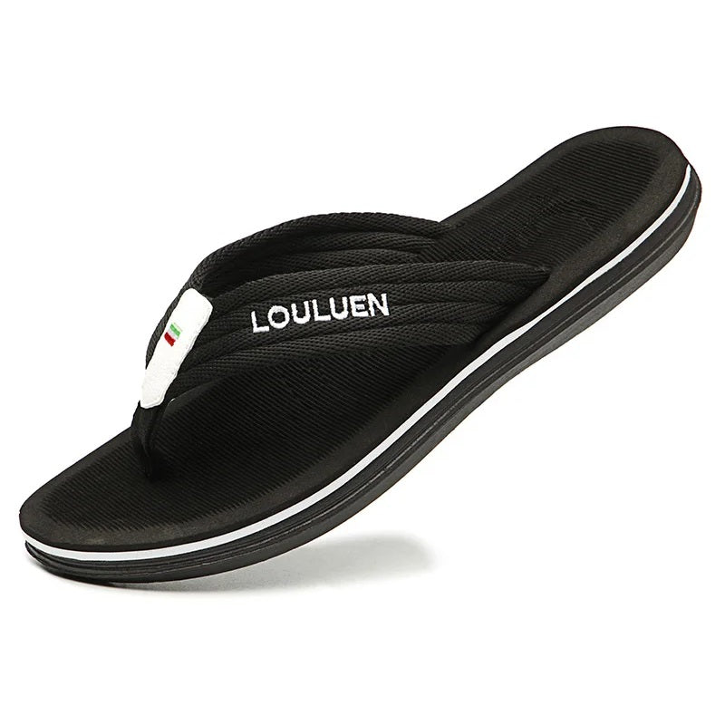 Massage Italian Flip Flops - Comfort Anti-Sweat Sandal Black