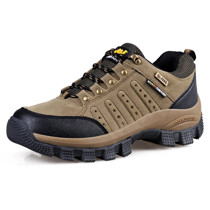 Camel - Waterproof Leather Hiking Walking Shoes Khaki