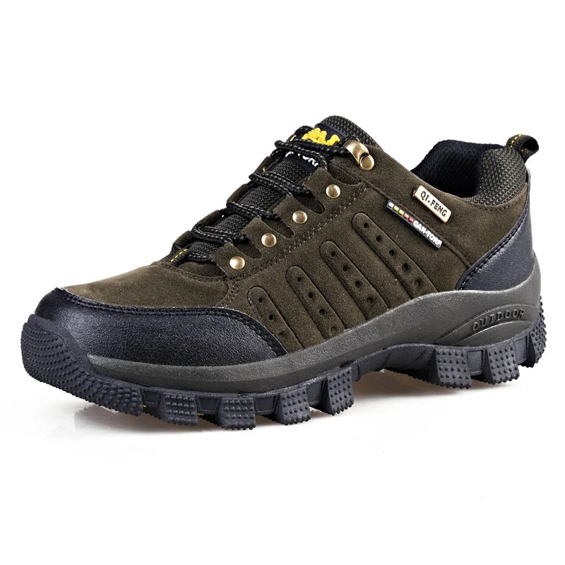 Camel - Waterproof Leather Hiking Walking Shoes Green